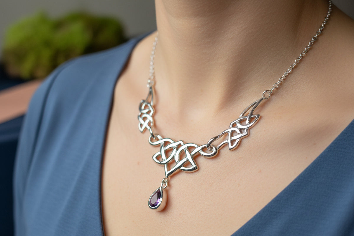 Lorena Celtic Knot Necklace in Sterling Silver — view 2