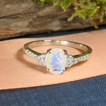 Load image into Gallery viewer, Moonstone Ring, Promise Ring, Boho Statement Ring, Engagement Ring, Anniversary Gift, Wiccan Jewelry, Boho Ring, Mom Gift, Wife Gift
