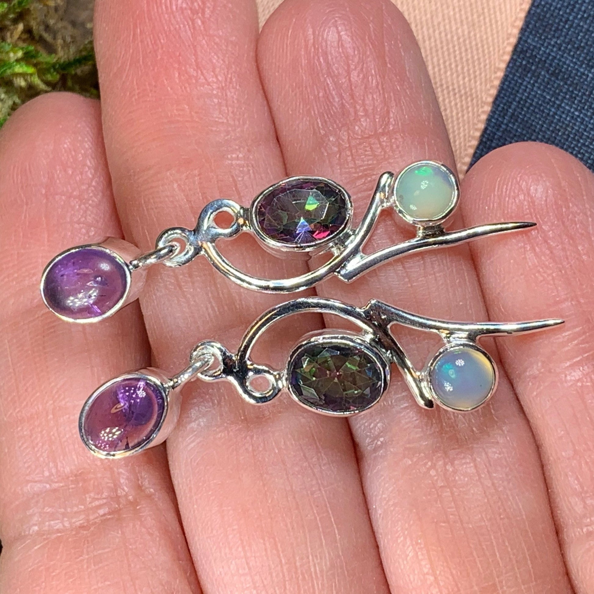 Celtic Mystic Topaz Earrings, Celtic Jewelry, Rainbow Topaz Jewelry, Boho Earrings, Anniversary Gift, Dangle Earrings, Celestial Jewelry