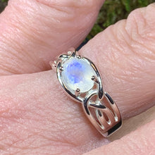 Load image into Gallery viewer, Moonstone Ring, Celtic Ring, Boho Statement Ring, Promise Ring, Engagement Ring, Anniversary Gift, Wiccan Jewelry, Mom Gift, Wife Gift
