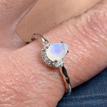 Load image into Gallery viewer, Moonstone Ring, Promise Ring, Boho Statement Ring, Engagement Ring, Anniversary Gift, Wiccan Jewelry, Cocktail Ring, Mom Gift, Wife Gift
