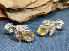 Load image into Gallery viewer, Bee Stud Earrings, Outlander Jewelry, Citrine Jewelry, Mom Gift, Graduation Gift, Nature Jewelry, Inspirational Gift, Friendship Gift
