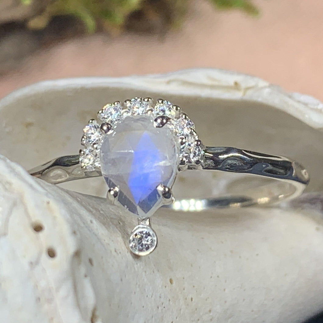 Moonstone Ring, Boho Statement Ring, Silver Promise Ring, Engagement Ring, Anniversary Gift, Wiccan Jewelry, Boho Ring, Mom Gift, Wife Gift