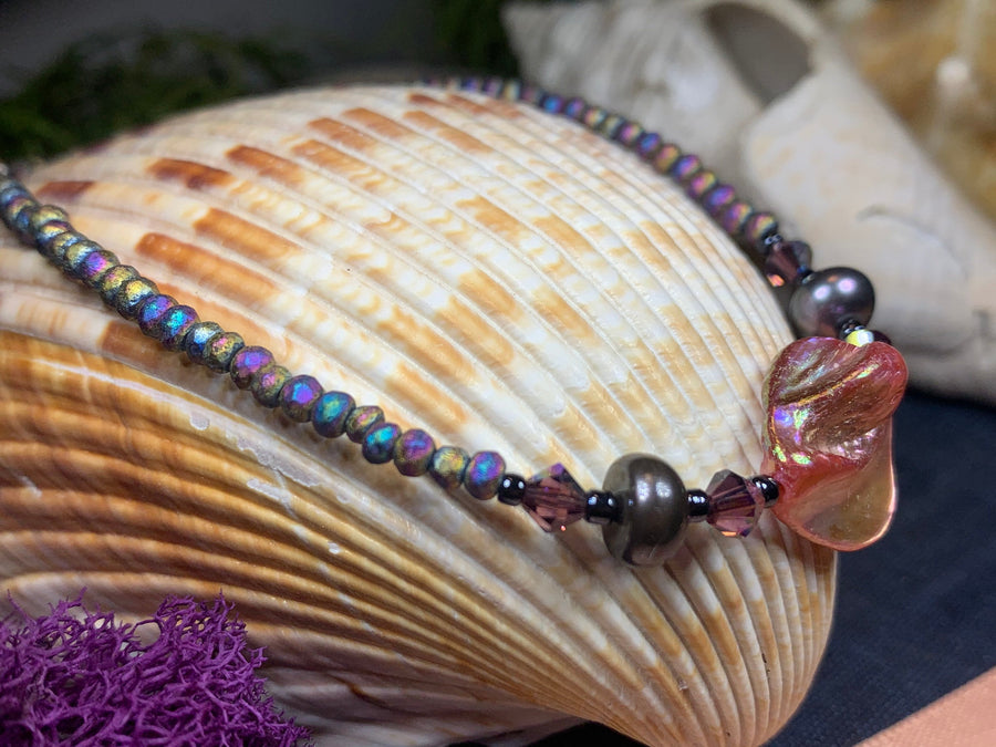 Seashell Ankle Bracelet, Crystal Ankle Bracelet, Crystal Anklet, Summer Jewelry, Beach Jewelry, Swarovski Crystal Bracelet, Boho Anklet