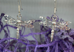 Dragonfly Drop Earrings, Celtic Jewelry, Sterling Silver Earrings, Friendship Gift, Nature Jewelry, Sister Gift, Mom Gift, Teacher Gift