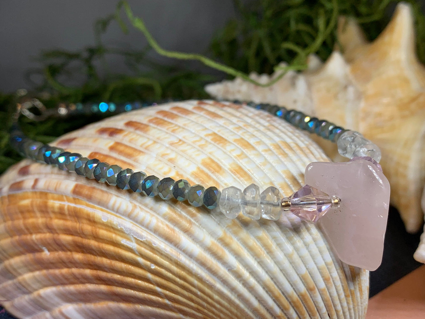 Rose Quartz Ankle Bracelet, Crystal Ankle Bracelet, Crystal Anklet, Summer Jewelry, Beach Jewelry, Swarovski Crystal Bracelet, Boho Anklet