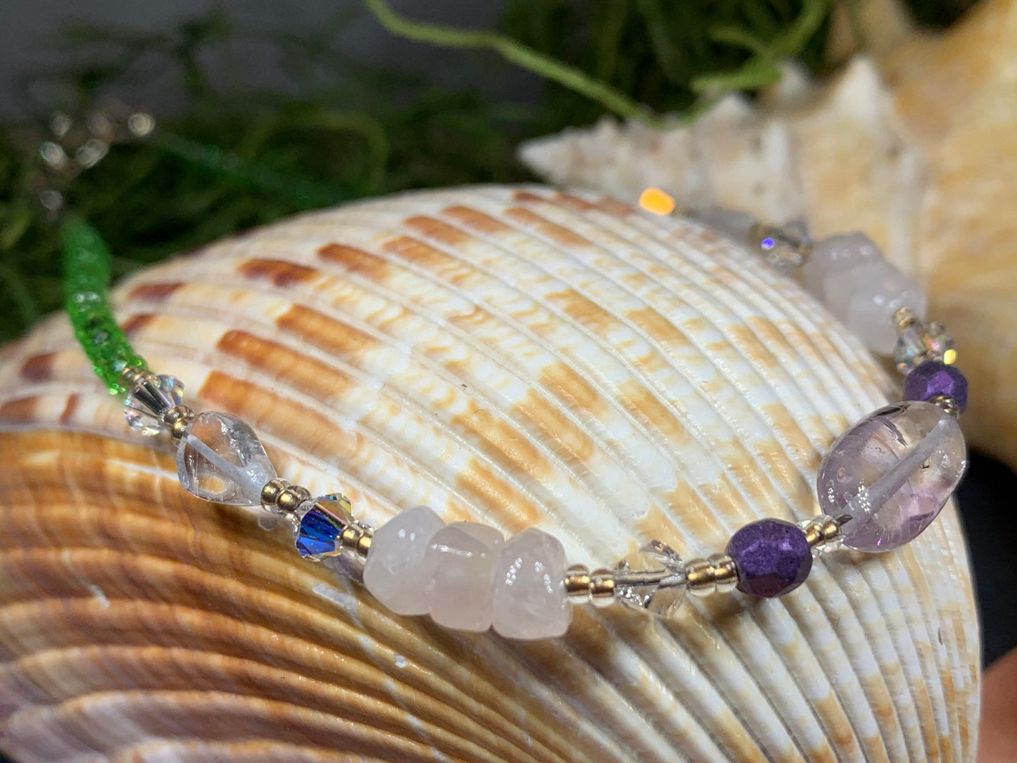 Rose Quartz Ankle Bracelet, Crystal Ankle Bracelet, Crystal Anklet, Summer Jewelry, Beach Jewelry, Swarovski Crystal Bracelet, Boho Anklet