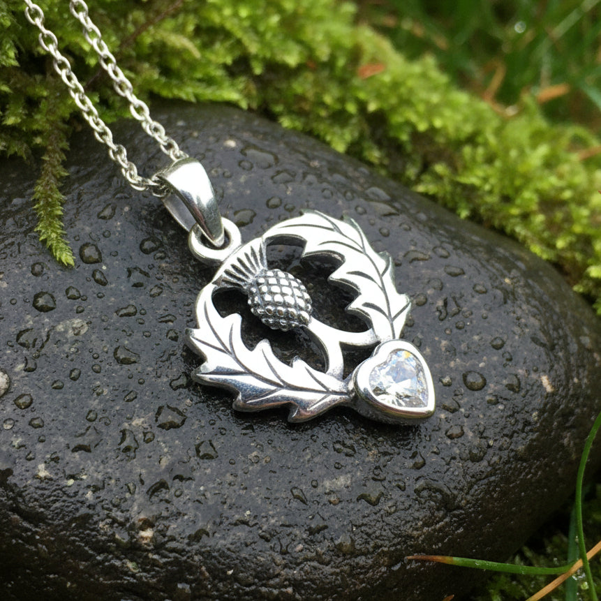 Millie Scottish Thistle Necklace in Sterling Silver — view 8