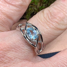 Load image into Gallery viewer, Celtic Knot Ring, Celtic Ring, Promise Ring, Blue Topaz Ring, Irish Ring, Silver Boho Ring, Anniversary Gift, Bridal Ring, Wiccan Ring
