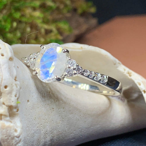 Moonstone Ring, Promise Ring, Boho Statement Ring, Engagement Ring, Anniversary Gift, Wiccan Jewelry, Boho Ring, Mom Gift, Wife Gift