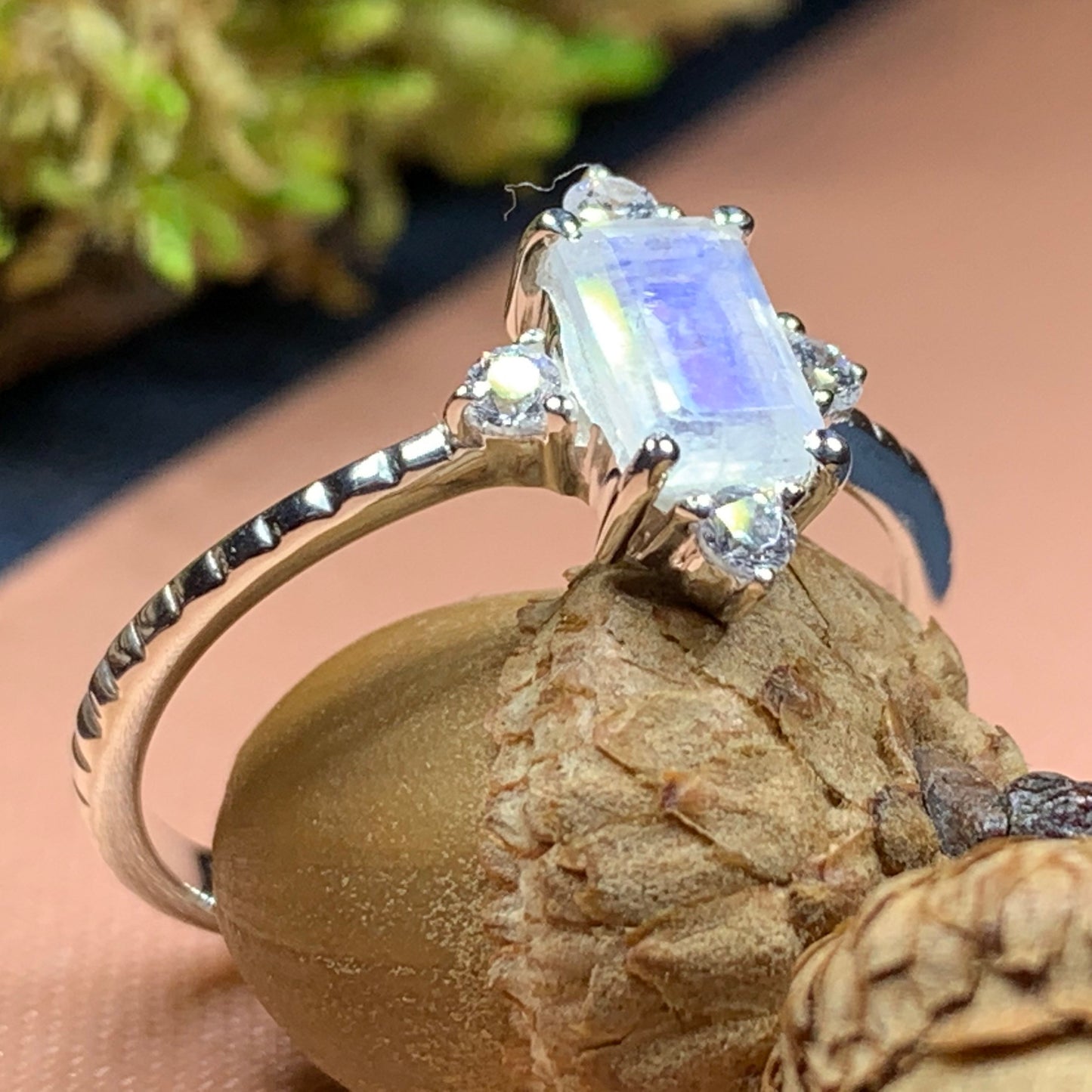 Moonstone Ring, Promise Ring, Boho Statement Ring, Engagement Ring, Anniversary Gift, Wiccan Jewelry, Cocktail Ring, Mom Gift, Wife Gift