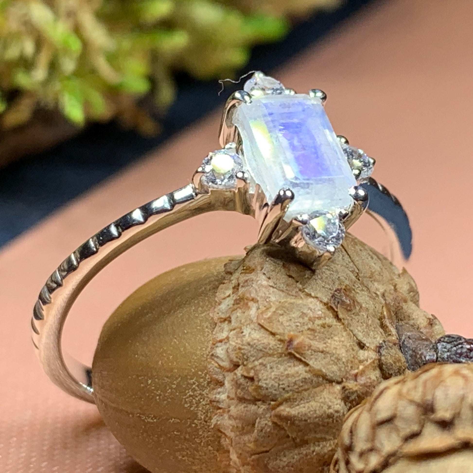 Moonstone Ring, Promise Ring, Boho Statement Ring, Engagement Ring, Anniversary Gift, Wiccan Jewelry, Cocktail Ring, Mom Gift, Wife Gift