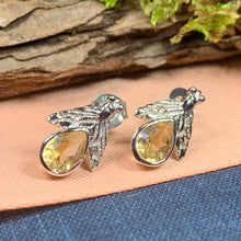 Load image into Gallery viewer, Bee Stud Earrings, Outlander Jewelry, Citrine Jewelry, Mom Gift, Graduation Gift, Nature Jewelry, Inspirational Gift, Friendship Gift
