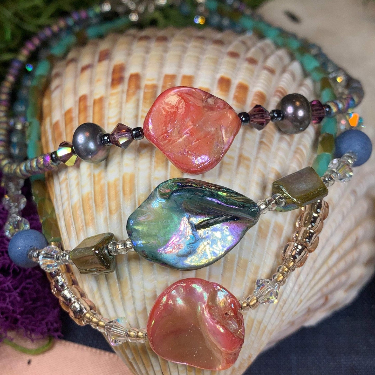 Seashell Ankle Bracelet in glass