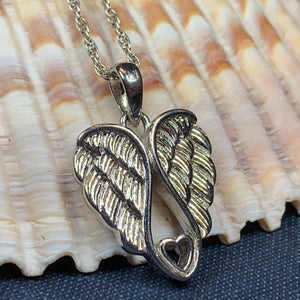 Angel Wings Necklace, Celtic Jewelry, Angel Necklace, Wings Necklace, Bridal Jewelry, Memorial Jewelry, Spiritual Jewelry, Anniversary Gift