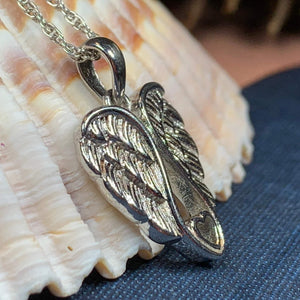 Angel Wings Necklace, Celtic Jewelry, Angel Necklace, Wings Necklace, Bridal Jewelry, Memorial Jewelry, Spiritual Jewelry, Anniversary Gift