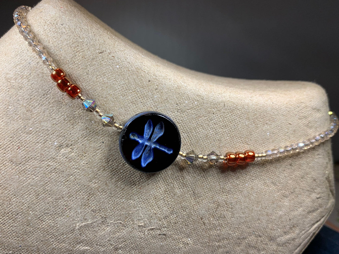 Dragonfly Ankle Bracelet, Crystal Ankle Bracelet, Crystal Anklet, Summer Jewelry, Beach Jewelry, Swarovski Crystal Bracelet, Boho Anklet