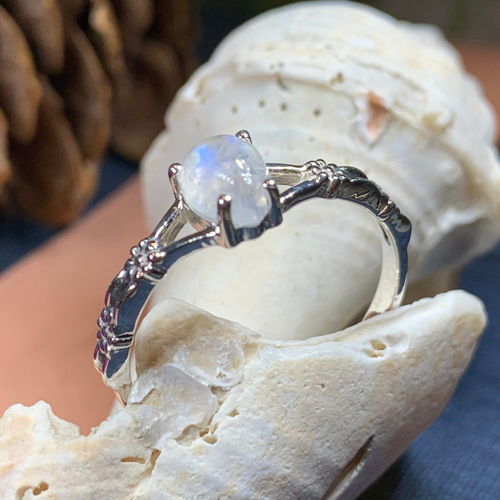 2pc moonstone wedding bridal ring set natural moonstone engagement rin –  WILLWORK JEWELRY