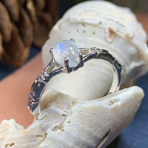 Moonstone Ring, Boho Statement Ring, Silver Promise Ring, Engagement Ring, Anniversary Gift, Wiccan Jewelry, Boho Ring, Mom Gift, Wife Gift
