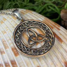 Load image into Gallery viewer, Trinity Knot Necklace, Celtic Necklace, Irish Jewelry, Anniversary Gift, Celtic Knot Necklace, Scotland Jewelry, Wiccan Jewelry, Triquetra
