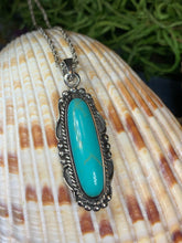 Load image into Gallery viewer, Turquoise Necklace, Celtic Jewelry, Victorian Pendant, Wiccan Jewelry, Pagan Jewelry, Scotland Jewelry, Anniversary Gift, Sterling Silver

