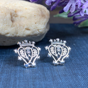 Luckenbooth Earrings, Scotland Jewelry, Celtic Jewelry, Thistle Jewelry, Anniversary Gift, Bridal Jewelry, Heart Jewelry, Mom Gift