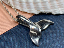 Load image into Gallery viewer, Whale Tail Necklace, Nautical Jewelry, Sea Jewelry, Whale Pendant, Nature Jewelry, Animal Jewelry, Fish Necklace, Celtic Jewelry
