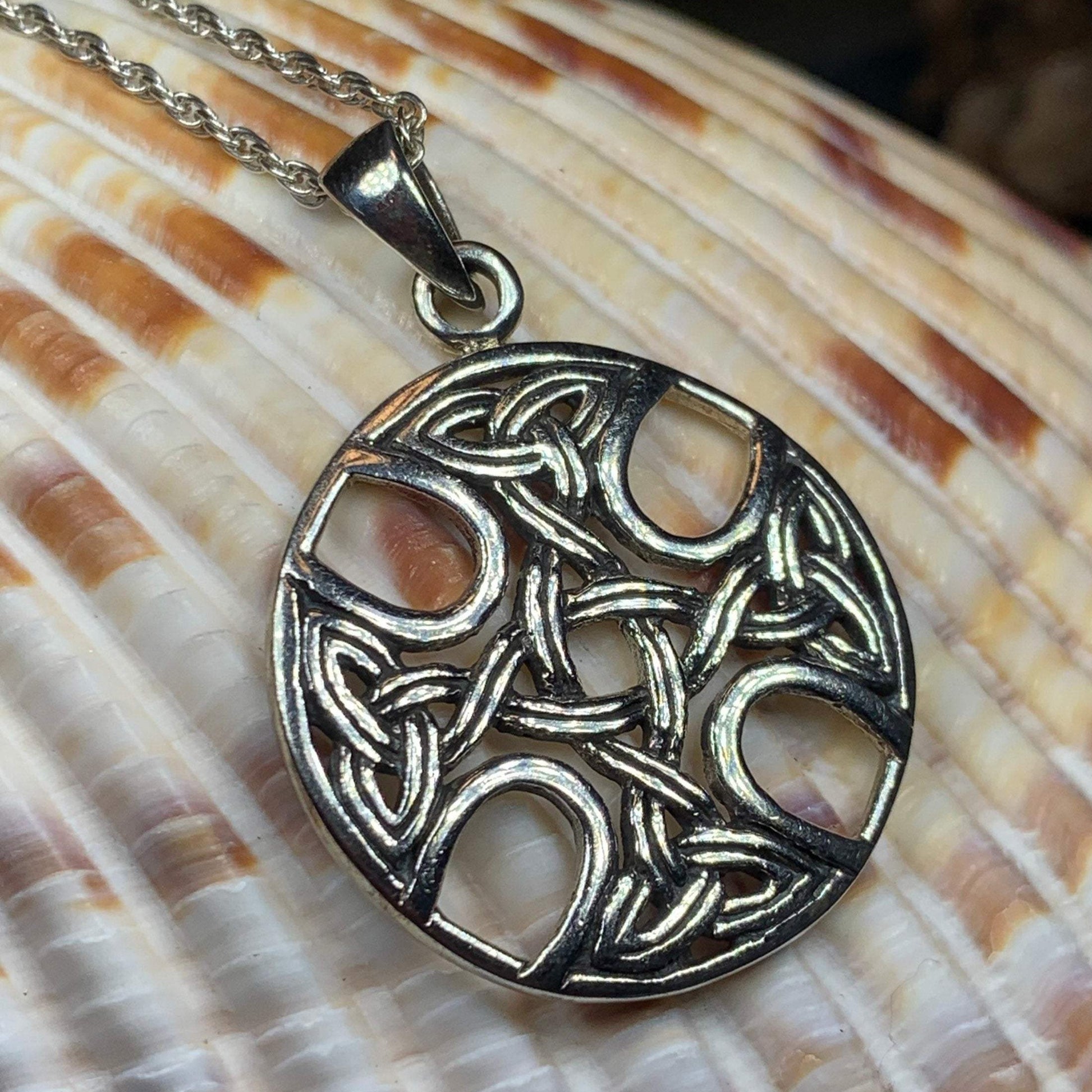 Máire Celtic Knot Cross Necklace in Sterling Silver — view 6