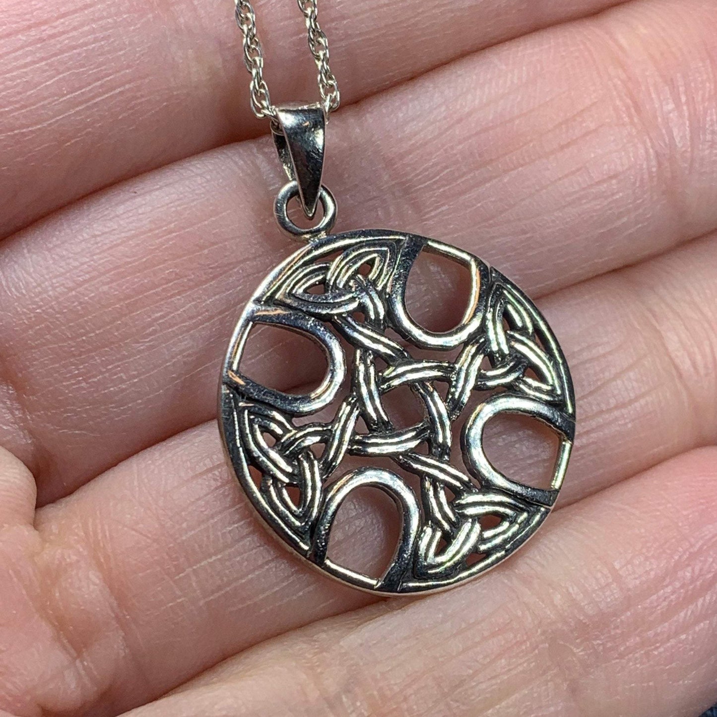 Máire Celtic Knot Cross Necklace in Sterling Silver — view 5