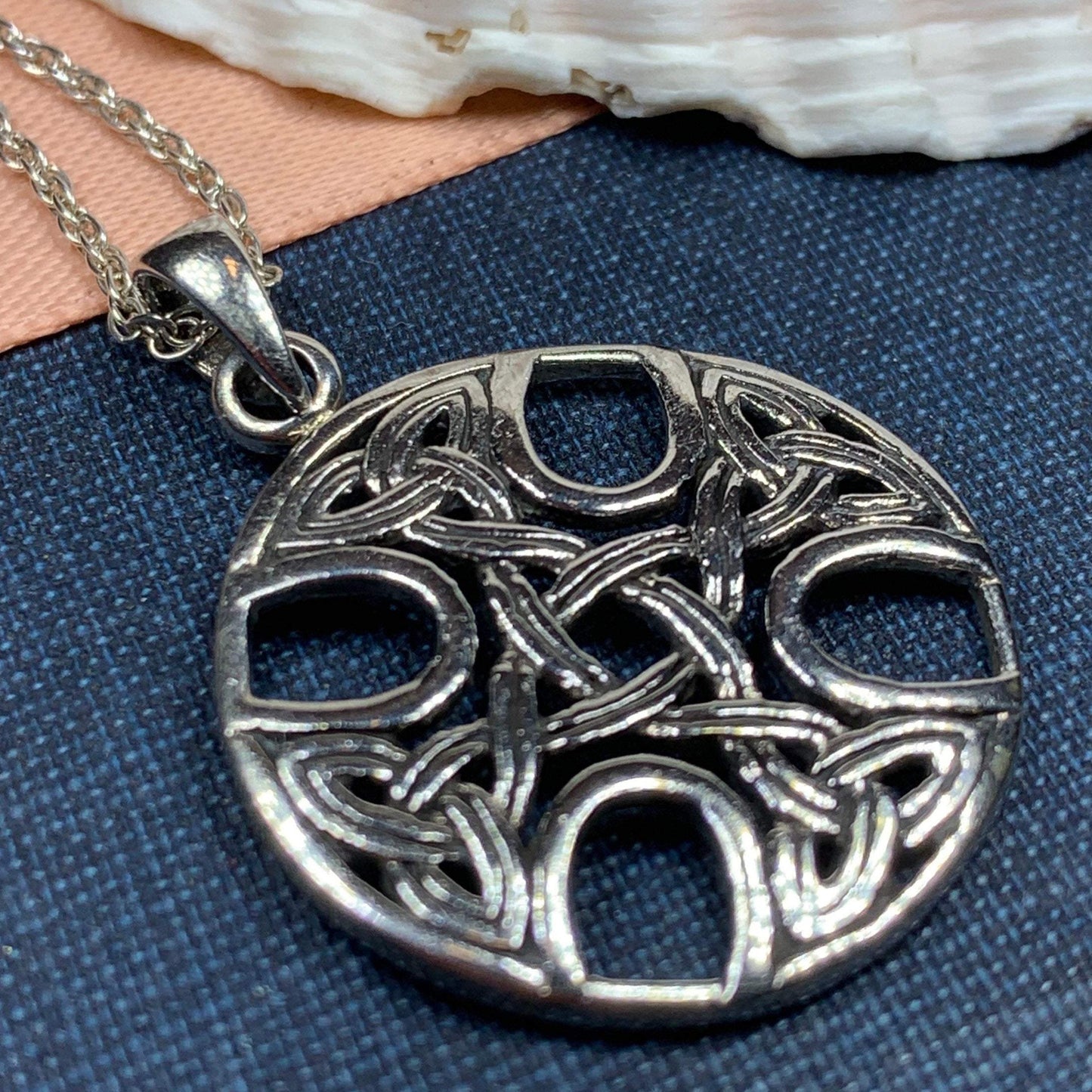 Máire Celtic Knot Cross Necklace in Sterling Silver — view 3