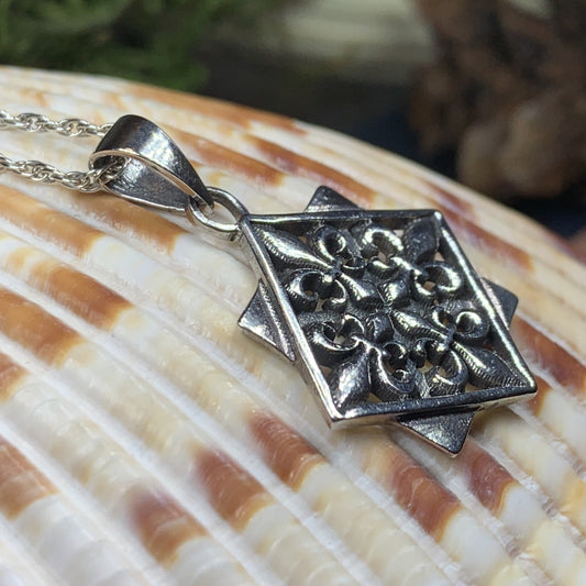 Fluer De Lis Necklace, French Necklace, Lily Jewelry, Wiccan Pendant, Anniversary Gift, Outlander Jewelry, Fluer De Lis Jewelry