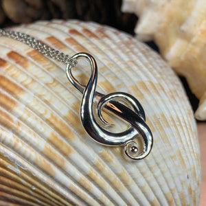 Music Necklace, Music Note Pendant, Treble Clef Jewelry, Theater Jewelry, Orchestra Gift, Band Jewelry, Music Teacher Gift, Chorus Gift
