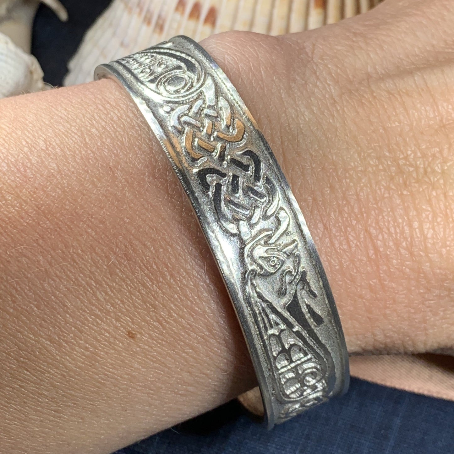 Celtic Raven Cuff Bracelet — view 5