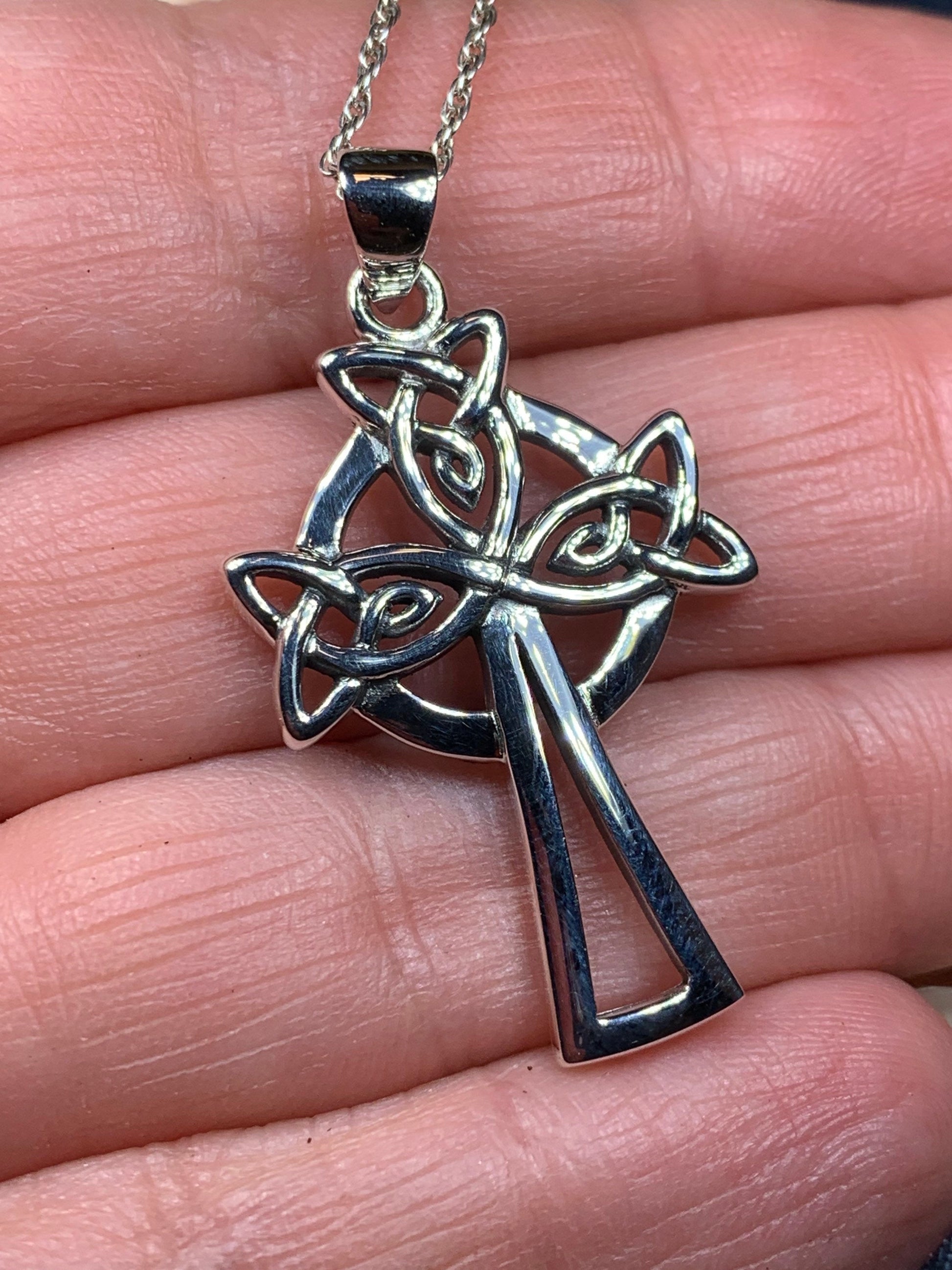 Eternal Love Celtic Cross Necklace in Sterling Silver — view 5