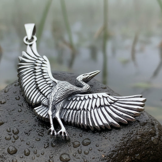 Crane Necklace, Bird Jewelry, Nature Jewelry, Bird Lover Gift, Tropical Bird Jewelry, Anniversary Gift, Mom Gift, Sister Gift