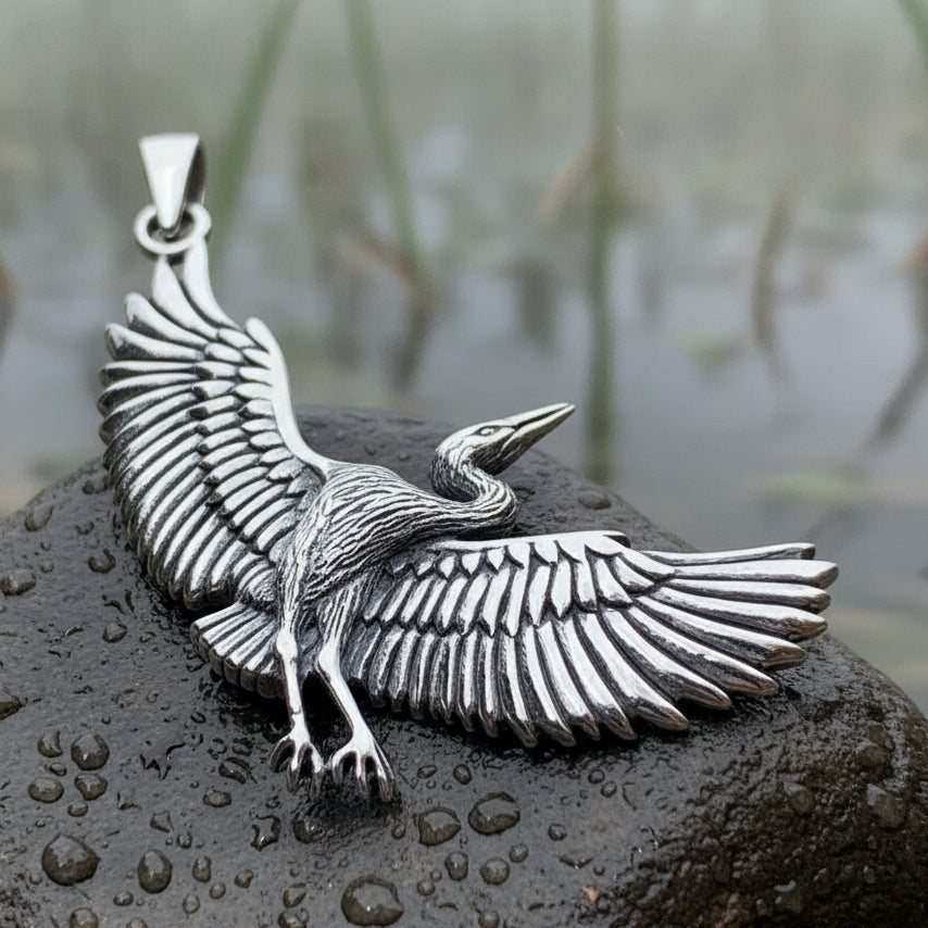 Crane Necklace, Bird Jewelry, Nature Jewelry, Bird Lover Gift, Tropical Bird Jewelry, Anniversary Gift, Mom Gift, Sister Gift
