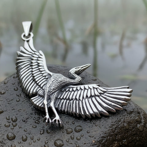 Load image into Gallery viewer, Crane Necklace, Bird Jewelry, Nature Jewelry, Bird Lover Gift, Tropical Bird Jewelry, Anniversary Gift, Mom Gift, Sister Gift
