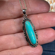Load image into Gallery viewer, Turquoise Necklace, Celtic Jewelry, Victorian Pendant, Wiccan Jewelry, Pagan Jewelry, Scotland Jewelry, Anniversary Gift, Sterling Silver
