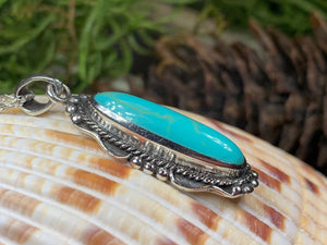 Turquoise Necklace, Celtic Jewelry, Victorian Pendant, Wiccan Jewelry, Pagan Jewelry, Scotland Jewelry, Anniversary Gift, Sterling Silver
