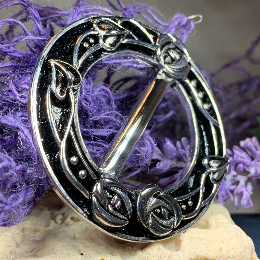 Celtic Roses Scarf Ring, Scotland Jewelry, Mackintosh Jewelry, Flower Jewelry, Celtic Jewelry, Mom Gift, Wife Gift, Celtic Scarf Slide