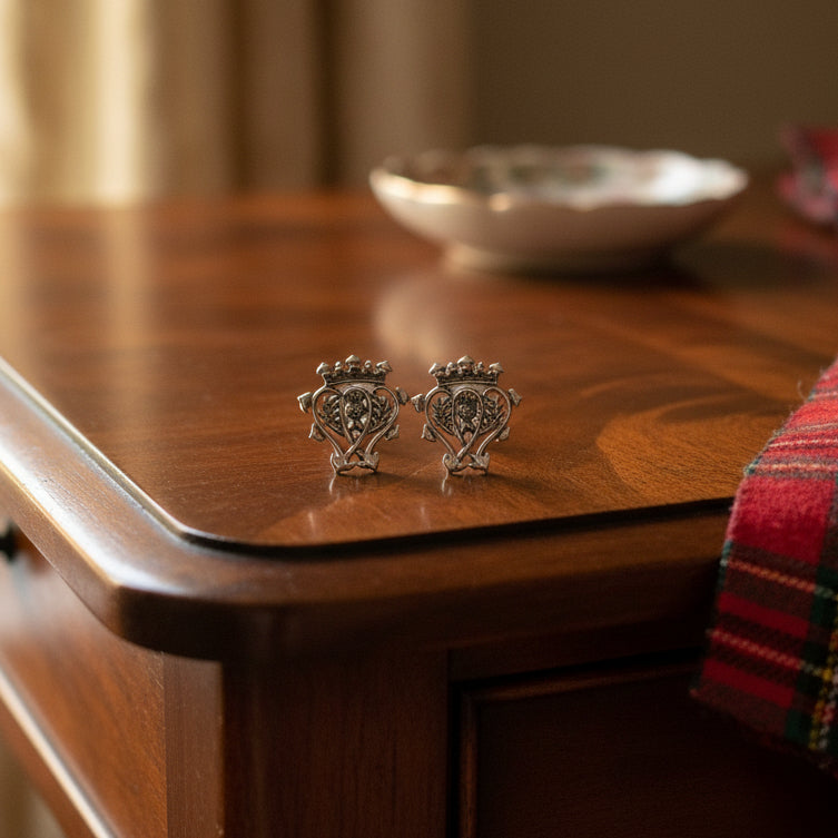 Scottish Luckenbooth Post Earrings in Sterling Silver — view 5