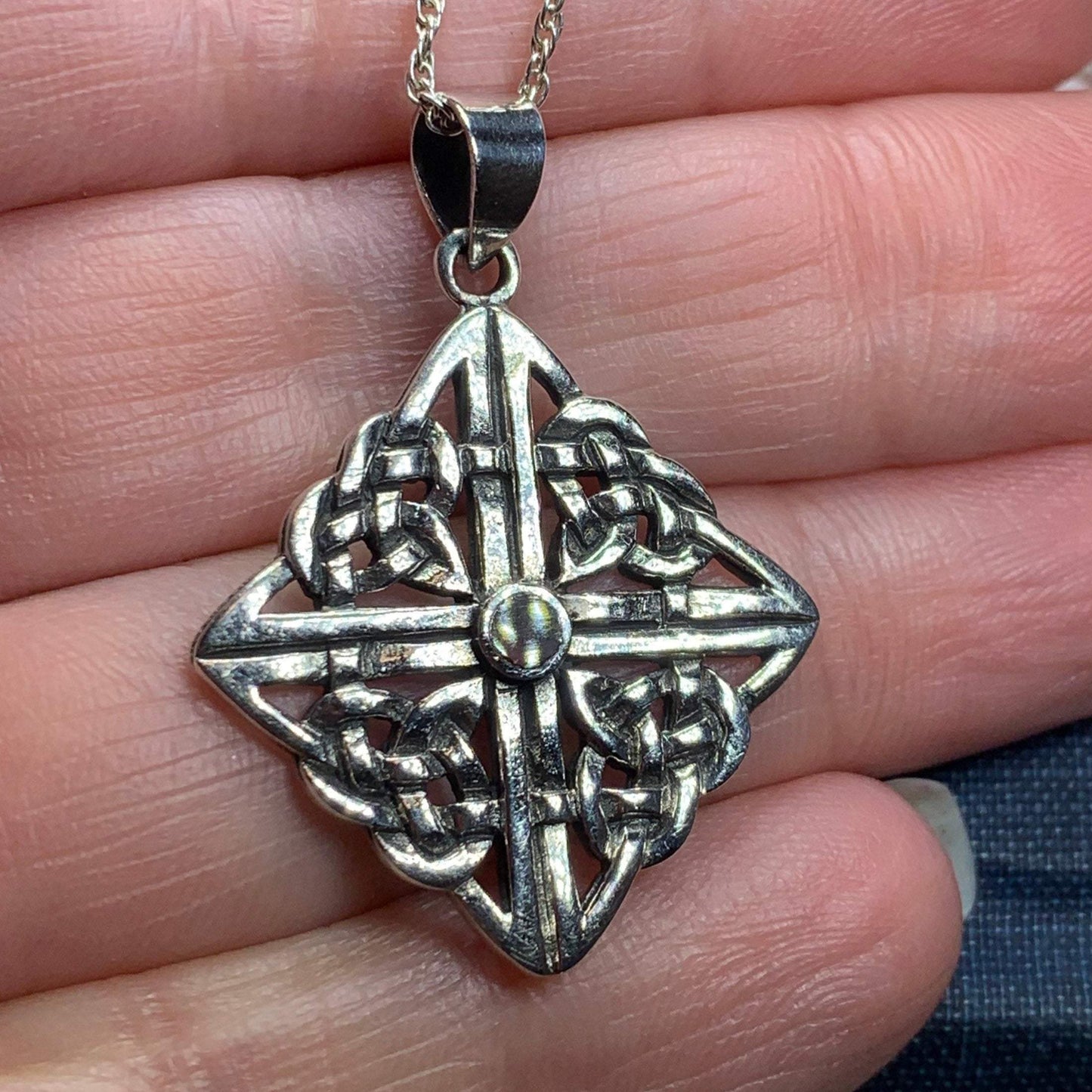 Asthore Celtic Knot Necklace in Sterling Silver — view 6