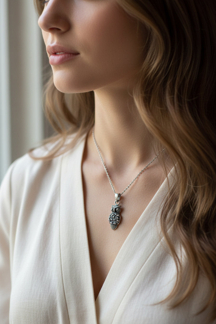 Owl Necklace, Bird Pendant, Nature Jewelry, Forest Jewelry, Pagan Jewelry, Mystical Jewelry, Gift for Her, Mom Gift, Wiccan Jewelry