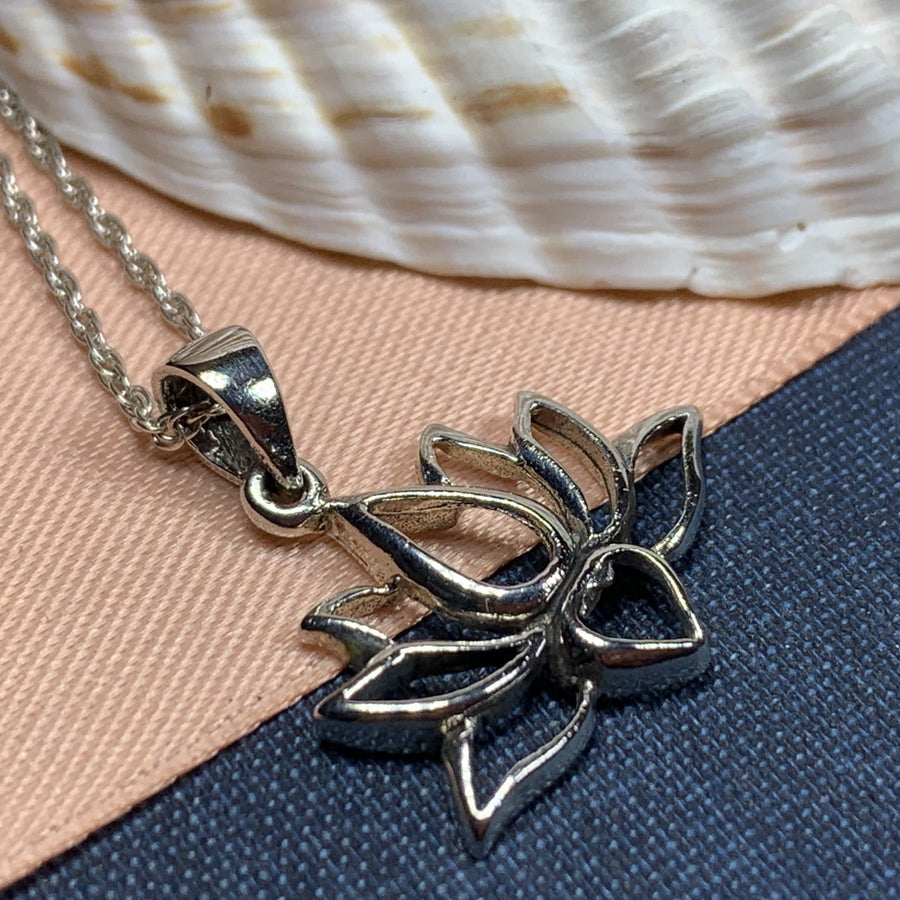 Lotus Necklace, Flower Jewelry, Yoga Necklace, Nature Jewelry, Mom Gift, Graduation Gift, Celtic Jewelry, Girlfriend Gift, Yoga Teacher Gift