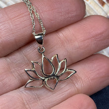 Load image into Gallery viewer, Lotus Necklace, Flower Jewelry, Yoga Necklace, Nature Jewelry, Mom Gift, Graduation Gift, Celtic Jewelry, Girlfriend Gift, Yoga Teacher Gift
