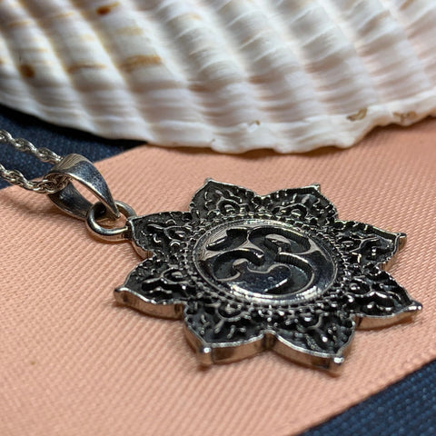Load image into Gallery viewer, Om Necklace, Om Jewelry, Chakra Jewelry, Yoga Jewelry, Boho Jewelry, Inspirational Jewelry, Lotus Jewelry, Anniversary Gift, New Age Gift
