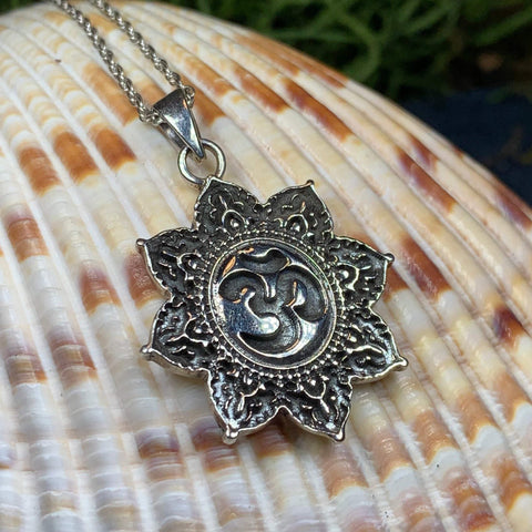 Load image into Gallery viewer, Om Necklace, Om Jewelry, Chakra Jewelry, Yoga Jewelry, Boho Jewelry, Inspirational Jewelry, Lotus Jewelry, Anniversary Gift, New Age Gift
