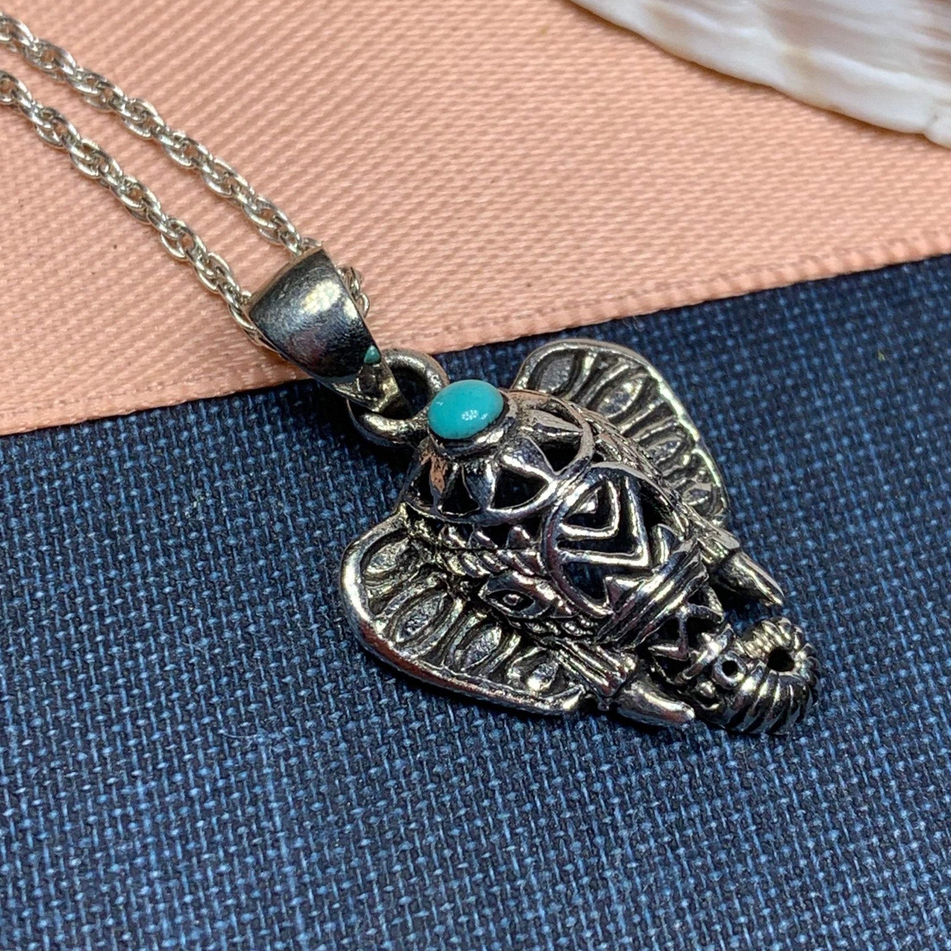 Turquoise Elephant Necklace in silver