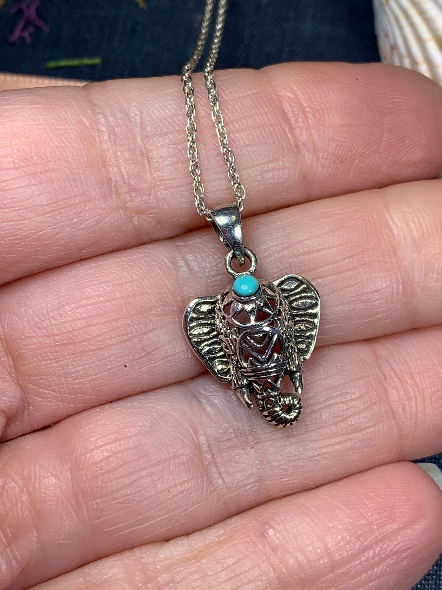 Turquoise Elephant Necklace — view 5