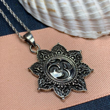 Load image into Gallery viewer, Om Necklace, Om Jewelry, Chakra Jewelry, Yoga Jewelry, Boho Jewelry, Inspirational Jewelry, Lotus Jewelry, Anniversary Gift, New Age Gift
